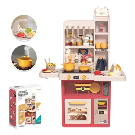 Cocina De Juguete Grande 88cm Niños Spray Kitchen 47pcs Rosa