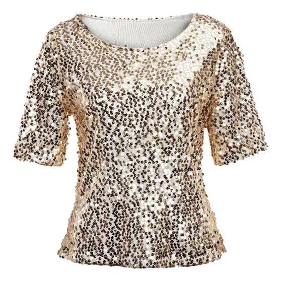 Tops Blusa De Fiesta De Cóctel Brillante Con Lentejuelas Par