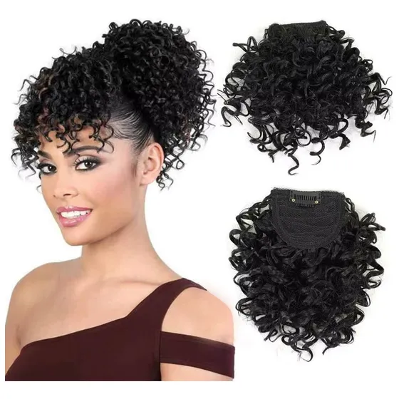 Franja De Cabelo Humano Cacheado Castanho Escuro