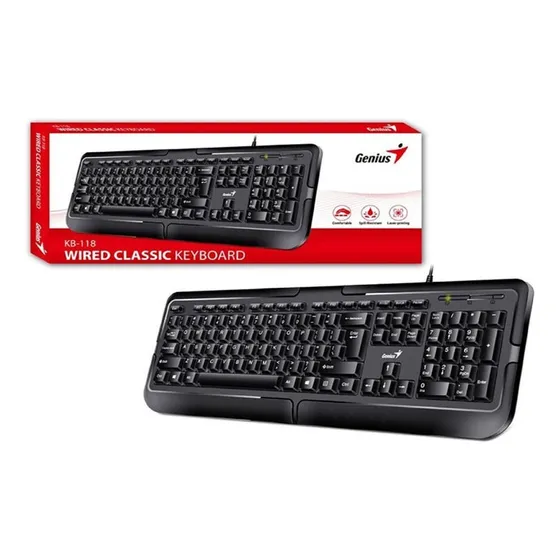 Teclado Genius Kb-118 Ii Black Usb Sp Cb Comodo Silencioso
