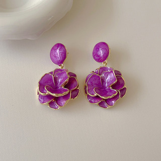 Elegantes Aros Vintage Con Flores De Lavanda Para Mujer, De Elegantes Aros Vintage Con Flores De Lavanda Para Mujer, De