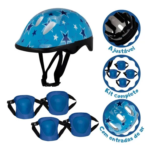 Kit de protección infantil con casco para deportes Cks Toys, color azul, talla S