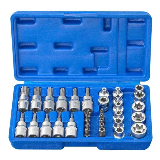 Juego De Dado Torx Hembra Macho 34 Pzas 1/4 Y 3/8
