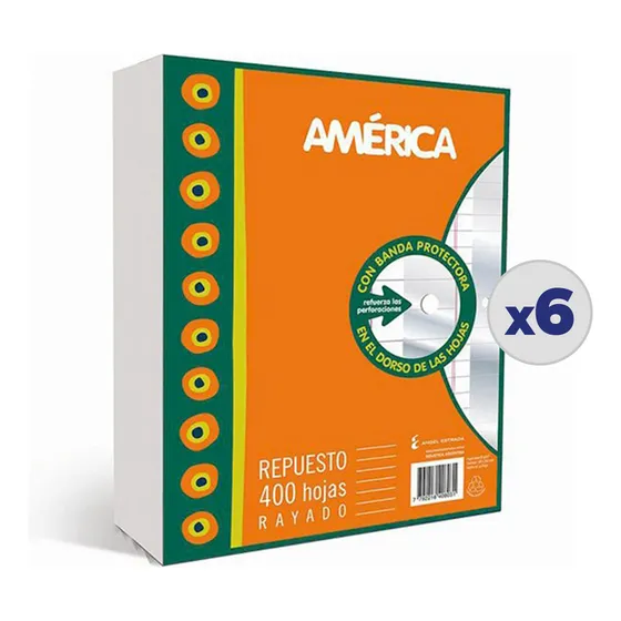 Combo X 6 Repuestos America X 400 C/banda Rayado