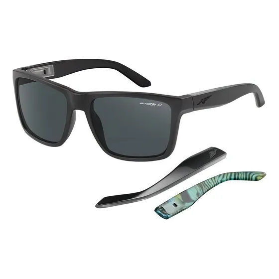 Gafas de sol, Arnette, Witch Doctor, An4177 222981, 59 colores, color negro, color de la montura: negro mate, color de varilla, negro mate/negro brillante, color de la lente: gris oscuro, diseño cuadr
