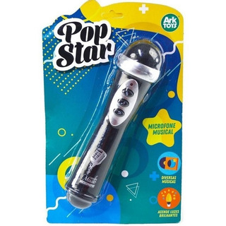 Microfone Infantil Musical Pop Star Com Som E Luz Microfone Infantil Musical Pop Star Com Som E Luz