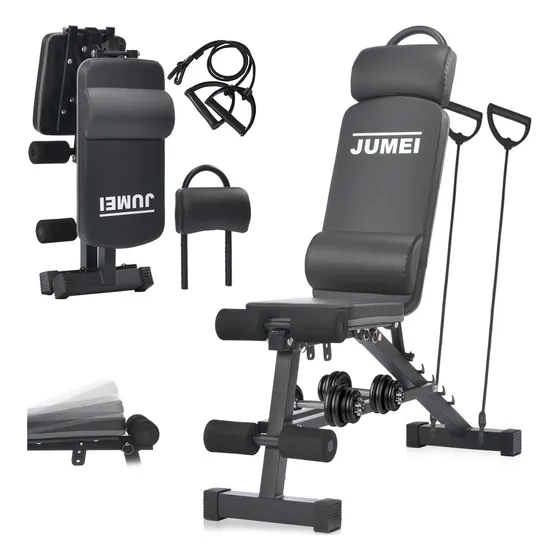 Banco Para Ejercicio Jumei Gym 13 En 1 Con 6 Posiciones De Inclinación Hasta 200kg Máximo Negro