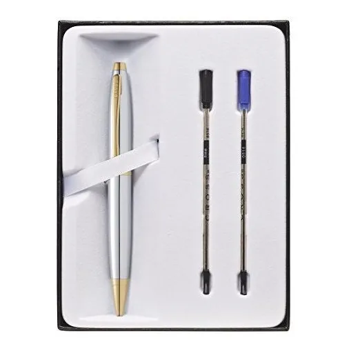 Pluma Bolígrafo Cross Calais Cromo Y Oro En Caja Regalo