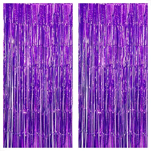 Cortina De Flecos De Papel De Aluminio Morado Extra Gra...