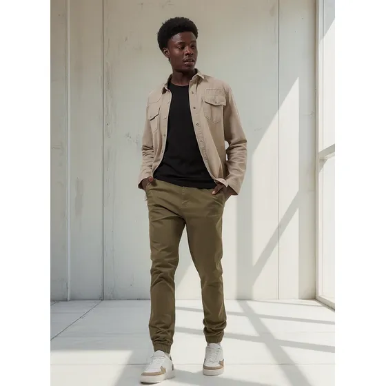 Calça Chino Jogger Verde Militar