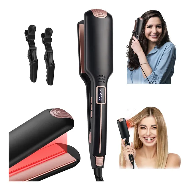 Plancha Para Cabello Profesional Alaciadora Infrarrojo Led 56mm De Titanio Plancha Pelo Ceramica
