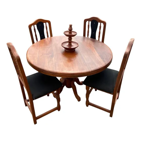 Juego De Comedor De Algarrobo Mesa Redonda Con Sillas