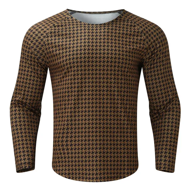 Tunica Manga Larga Tops Para Hombr Cuello Redondo Blusa Slim