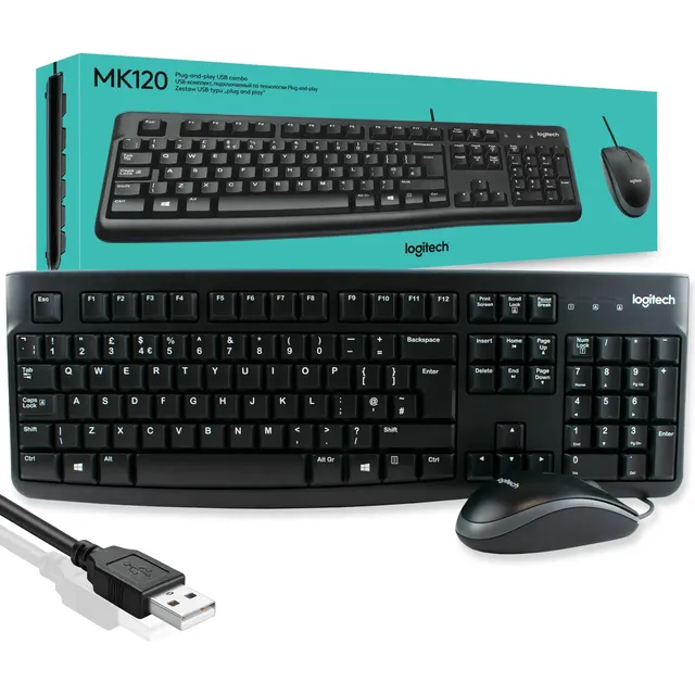 Kit Teclado + Mouse Alámbrico Logitech Mk120  Nuevo Español