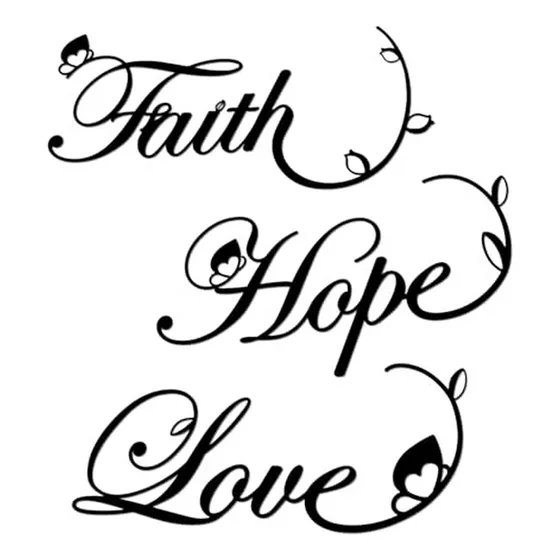 Arte Metal Faith Hope Love 3 Piezas Negro Hogar