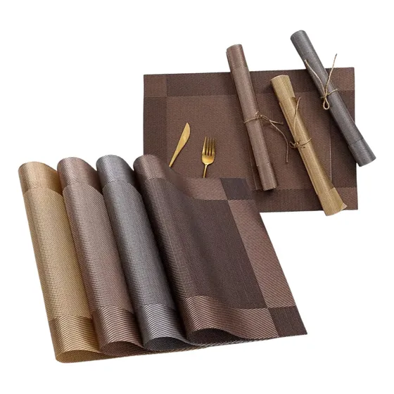 Kit 4 Peças Jogo Americano De Mesa Jantar Sala Restaurantes Cor Marrom-escuro Liso