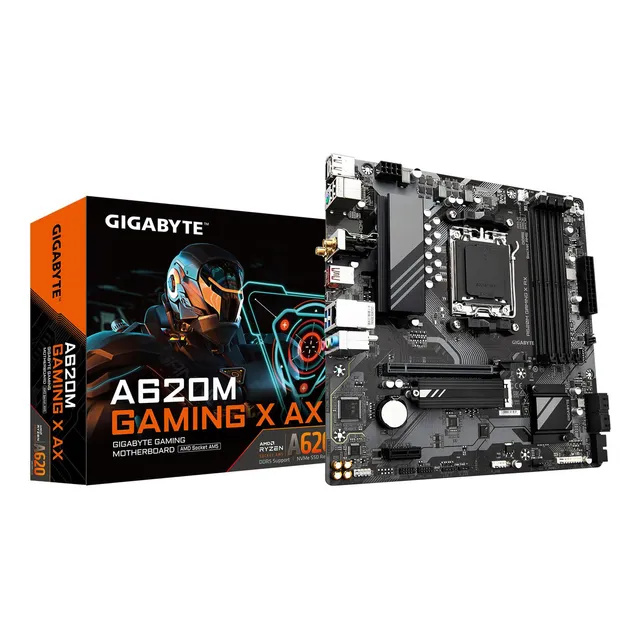 Gigabyte A620m Gaming X Ax (rev. 1.1) Am5 Amd A620 M-atx, Ddr5, Pcie 4.0 M.2, Pcie 4.0, Usb 3.2 Gen1x2 Tipo C, Wi-fi 6e, Lan Realtek De 1 Gbe, Q-flash Plus, Pcie Ez-latch