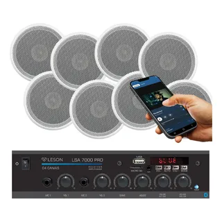 Kit Som Ambiente Bluetooth 2 Zonas + 8 Caixas De Som Embutir Kit Som Ambiente Bluetooth 2 Zonas + 8 Caixas De Som Embutir