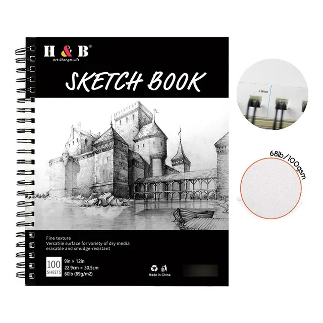 Cuaderno Dibujo Mix Media Sketchbook 22.9x30.5cm Pintada Color Negro