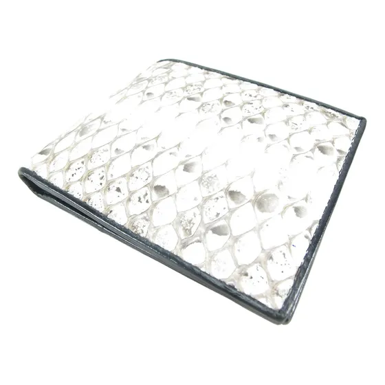 Cartera Plegable De Piel De Serpiente De Pitón Auténtica