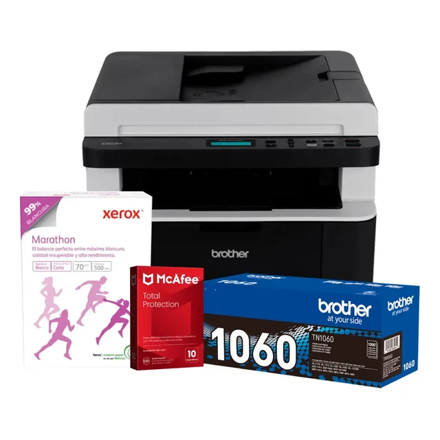 Multifuncional Brother Dcp-1617nw+ Antivirus + Tóner + Papel Negro