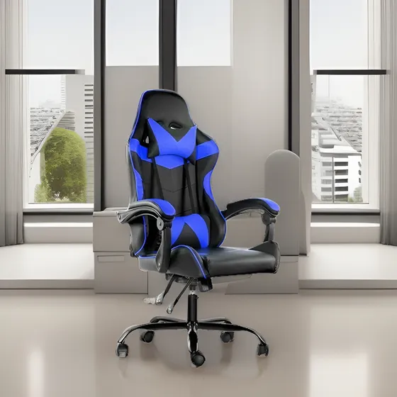 Silla Gamer Lumax Modelo Rom Super Oferta Negro/azul-gaming