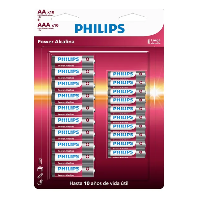 Pilas Alcalinas Philips Lr036p20b Blister Aa X 10 + Aaa X 10