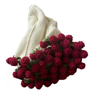 Buquê De Rosas Tricotado Diy, Cobertor De Flocos De Neve Buquê De Rosas Tricotado Diy, Cobertor De Flocos De Neve