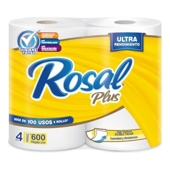 Papel Higiénico Rosal Plus Amarillo 600 Hjs (bulto 12x4)