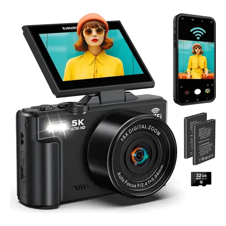 Cámara Digital 5k 75mp Wifi Webcam Filtros Principiantes