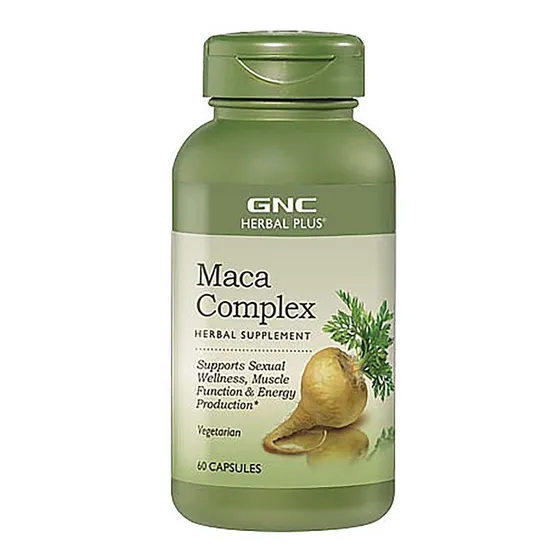 Suplemento herbal complejo de maca Gnc 60 cápsulas
