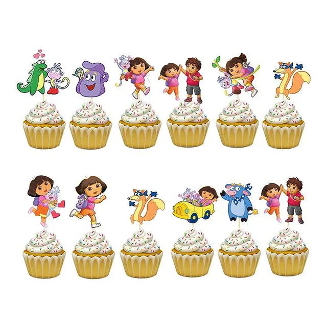 24 Pieza Decoracion Para Tarta Dora Cupcake Suministro
