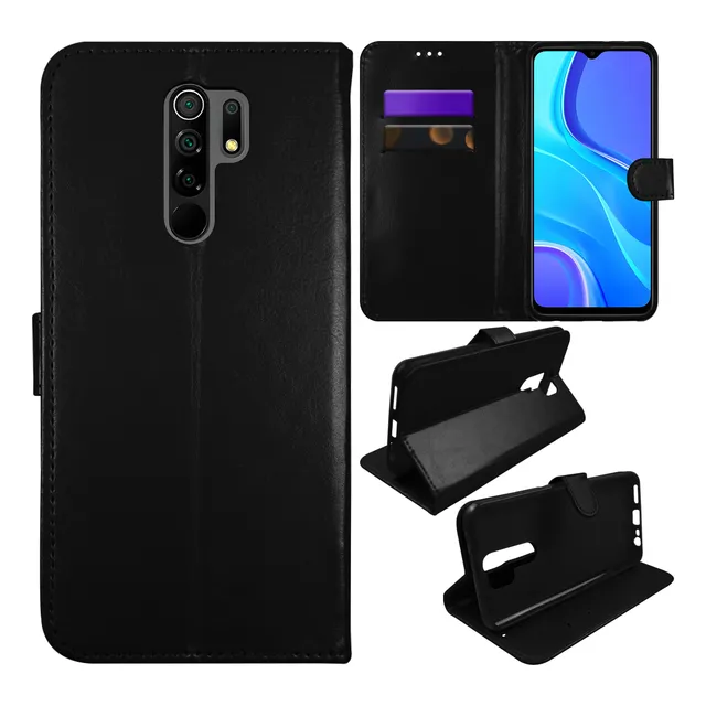 Capa Carteira + Pelicula Vidro 3d Para Xiaomi Redmi 9 6.53