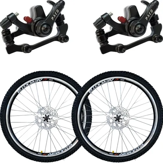 Roda 26 Freio A Disco Bicicleta Completo Pinças Pneu Camara