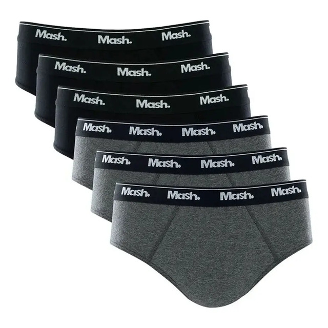 Kit Com 6 Cuecas Slip Mash Em Algodão Lisa Basica Original Kit Com 6 Cuecas Slip Mash Em Algodão Lisa Basica Original