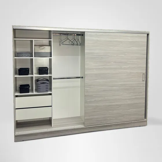 Placard Puertas Corredizas 240 X 56 X 180 Todo Jacarandá 8240 Cubos Melamina Aluminio Diseños Modernos