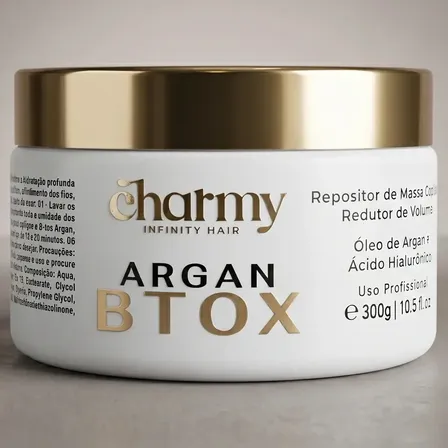 Btox Capilar Repositor De Massa Redutor De Volume E AntiFrizz 300g Argan Profissional Alisamento Natural E Brilho Intenso Charmy Infinity Hair
