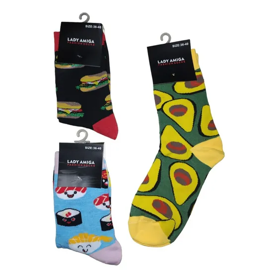 Docena De Medias Largas Estampadas ( 12 Pares) 