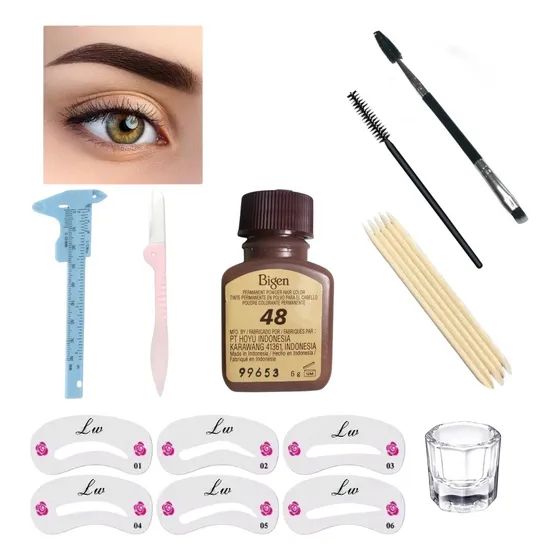 Kit Henna - Bigen N° 48 Castaño Intenso Cejas Y Cabello