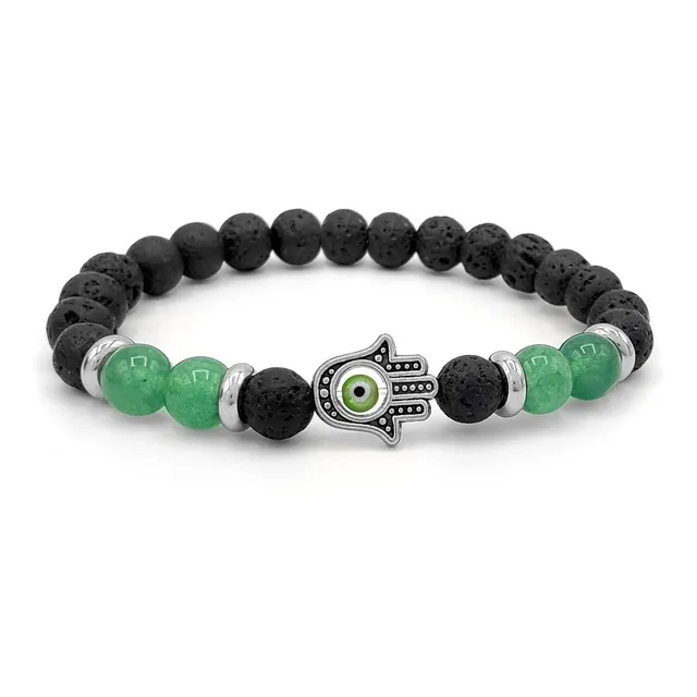 Pulsera Mano De Fatima Ojo Turco Volcanica Jade Iconic Store