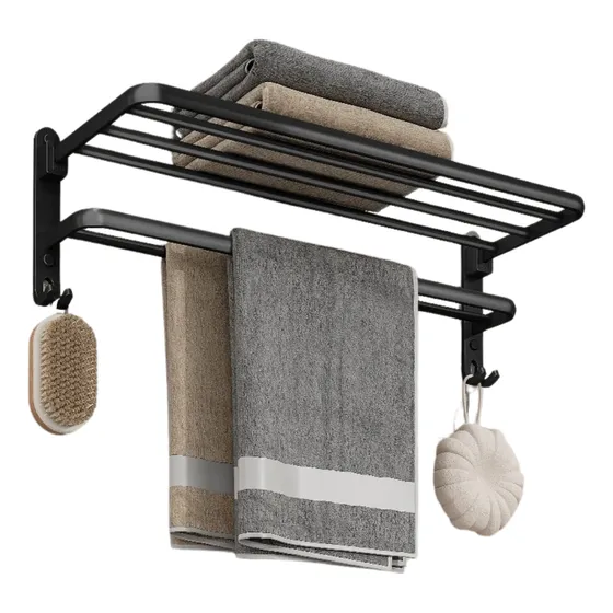 Rack Porta Toalla Negro Mate De Aluminio