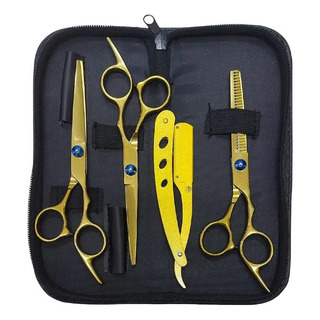 Kit Cabeleleiro 3 Tesouras + Navalhete Profissional Aço Kit Cabeleleiro 3 Tesouras + Navalhete Profissional Aço
