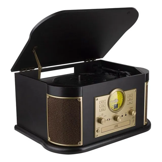 Tornamesa Bluetooth Clásico Con Radio Fm Puertos Usb/sd/aux