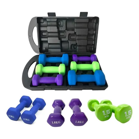 Set Mancuernas Hexagonales 6kg Vinilo + Maletin