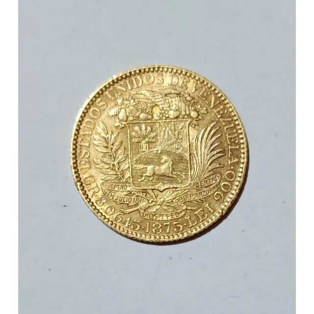 Muy Difícil Moneda De Oro De 1875 Llamado 5 Venezolanos