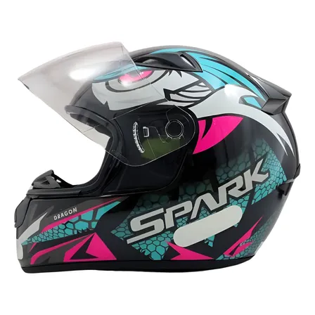 Capacete Moto Feminino Ebf New Spark Esportivo C/ Narigueira Preto Tifany Brilhante 56