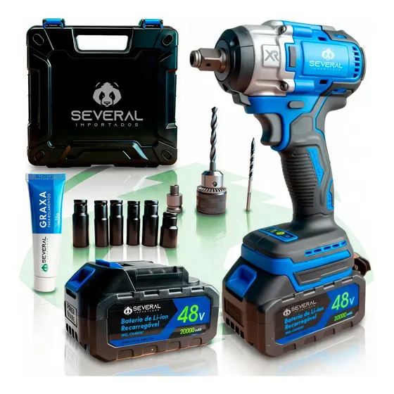 Chave De Impacto Parafusadeira Furadeira Recarregável 48v Azul Several Importados 2000mah