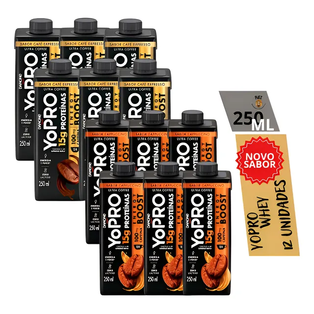 Yopro Danone Café Expresso Cappuccino Whey 15g - 12 Unidades