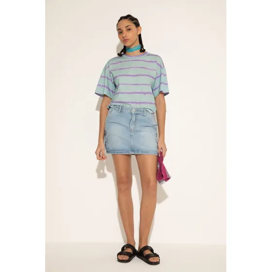 Pollera Mini Denim Con Bolsillos Cargo Mujer System