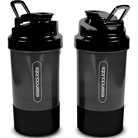 Coqueteleira / Shaker Academia Bpa Free - Cor Preto Com Compartimento Para Pó | Cápsulas | Comprimidos - 400ml Coqueteleira / Shaker Academia Bpa Free - Cor Preto Com Compartimento Para Pó | Cápsulas | Comprimidos - 400ml